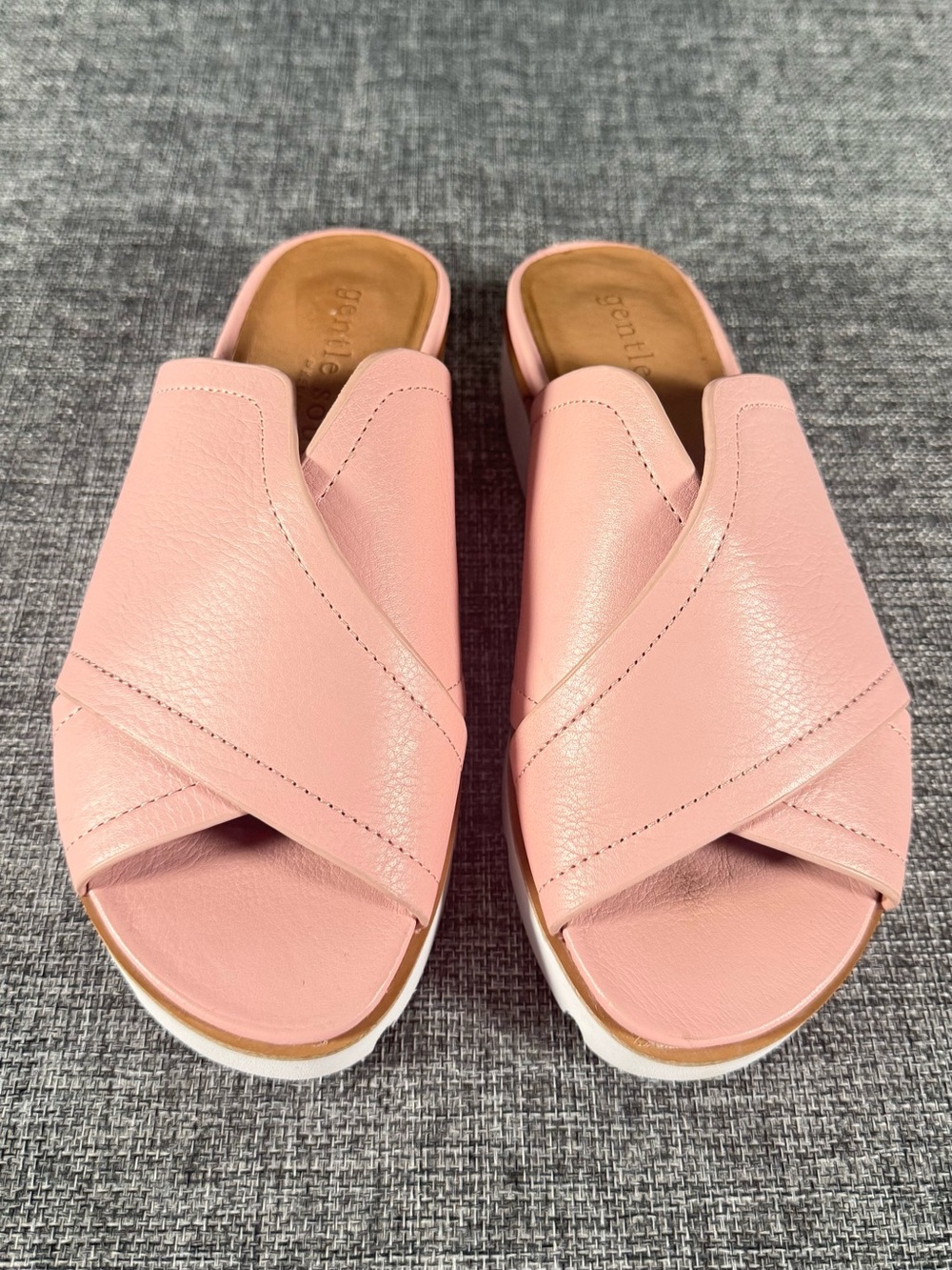 gentle souls Blush Pink Leather Crossover Slide Mules